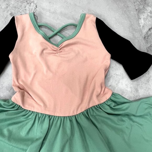 Dotdotsmile Ballerina Dress Size 2T NWT Colorblock Green Pink Black - Picture 2 of 4